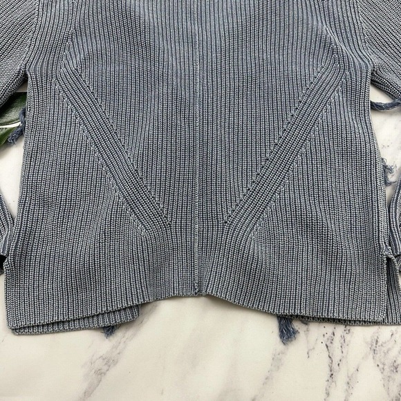 Sundance Open Front Cardigan Sweater Size S Light Blue Fringe Trim Chunky - Picture 12 of 12